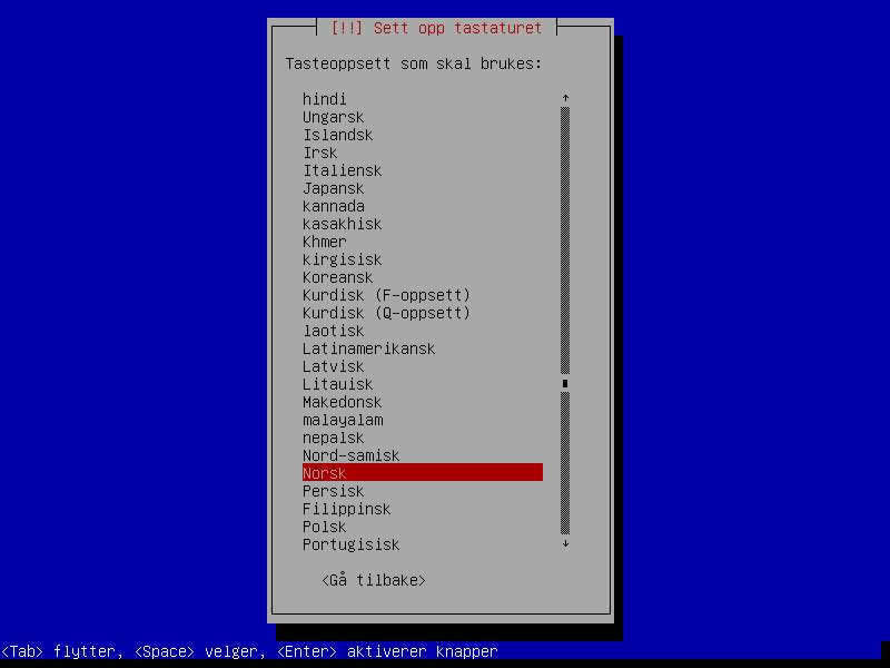 Valg av tastatur