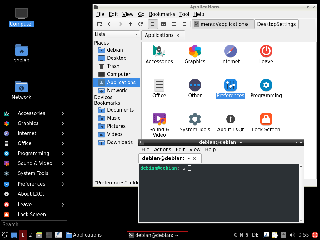 The LXQT desktop